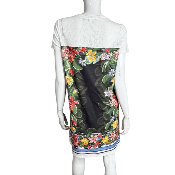 Desigual Black with Multi Color Tropical Print Short Sleeve Sheath T-Shirt Dress - Picture 8 of 8